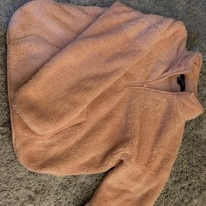 Pink fuzzy quarter zip